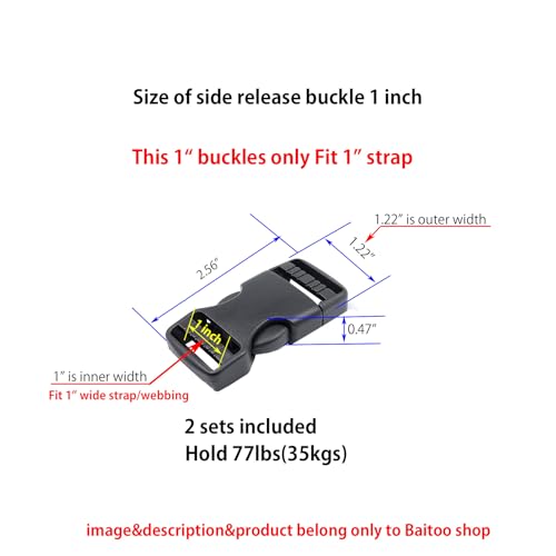 Side Release Buckles Heavy Duty Plastic Buckle Snap Clips Clasps Backpack Buckle Replacement for Strap - style: 1 Inch - 2sets