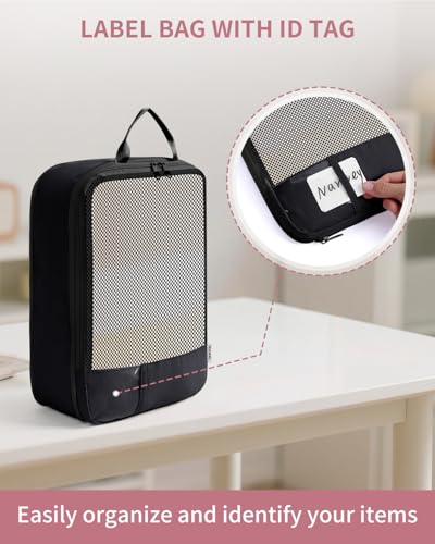 Narwey 6 Set Compression Packing Cubes for Travel, Lightweight Expandable Luggage Organizer Bags, Durable Space Saver Bags (Black) - color: Black