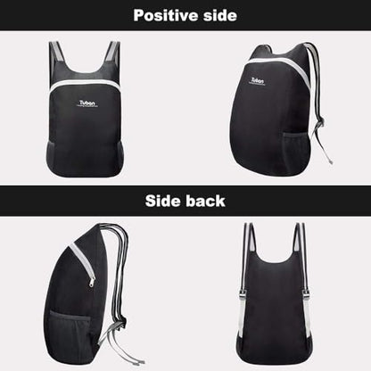 Ultra Lightweight Packable Water Resistant Backpack for Travel Camping Outdoor Hiking Daypack - color: Black