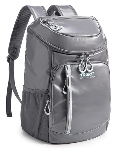 TOURIT Backpack Cooler Insulated 30 Cans, Lightweight Leak Proof Travel Cooler Bag, Soft Waterproof Cooler Backpack for Men Women, Camping Hiking Beach Travel Picnic - color: 02-Light Gray