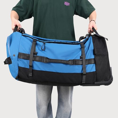 29" 86L Foldable Wheeled Duffle Bag, Waterproof Travel Rolling Backpack with Quilted Bottom, Blue - color: Blue