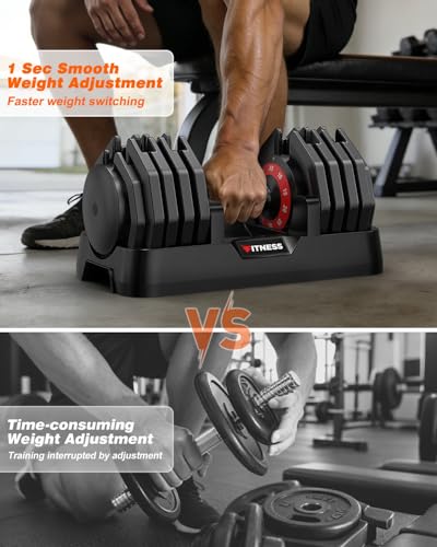 Adjustable Dumbbells Set of 2, 1 Hand Adjustable Weights Dumbbell Set and Workout Bench, 25/55/80lb Pair Weight Set For Home Gym Suit both Men and Women, Compact for Small Space Apartment Room - color: Pro-55lbs-10weights Dumbbells+Bench