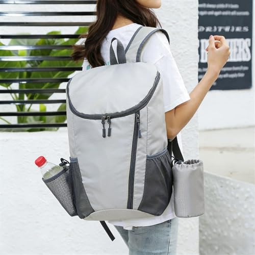 Hiking Backpack, Waterproof Wearable Lightweight Backpack, Foldable Outdoor Travel Camping Daypack - color: Grey