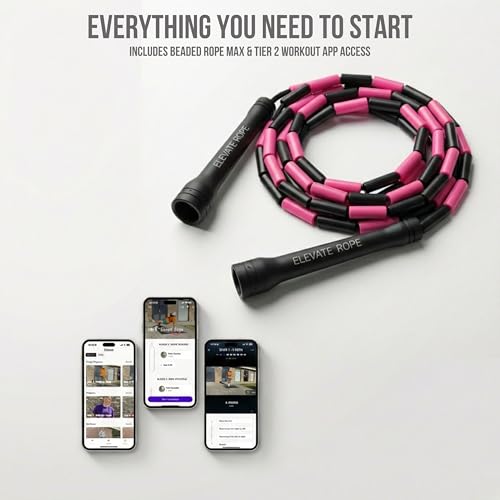 Pro-Grade Beaded Jump Rope for Beginners - color: Black/Pink
