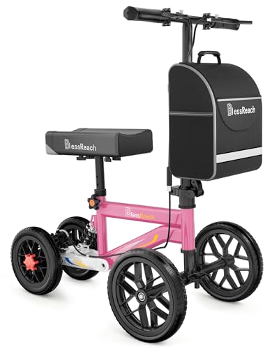 BlessReach Economy Steerable Knee Walker - Compact Crutch Alternative for Foot Injuries with Dual Braking System (Pink) - color: Pink