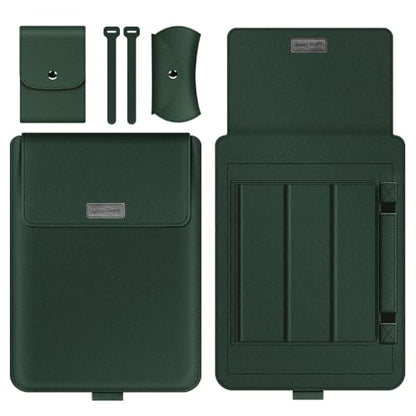 Laptop Sleeve 11-12" Case with Stand Compatible with Microsoft Surface Laptop 5/4/3/2 13.5", MacBook Air/Pro 13.3", PU Leather Sleeve for 15-16" Laptop Computers - Dark Green - color: Dark Green, size: 11-12 Inch
