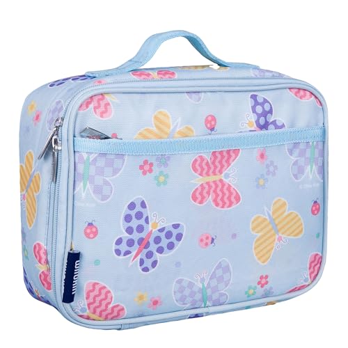 Wildkin Kids Insulated Lunch Box, Keeps Food Hot or Cold, BPA-Free with Mesh Pockets & Easy-Clean Lining – Ideal for School, Travel & Daycare – Butterfly Garden - color: Butterfly Garden, size: 9.75 x 7 x 3.25 inches