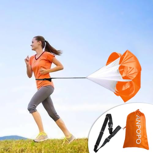 Bfsmile Running Speed Training 56" Parachute with Adjustable Strap, Free Carry Bag. Speed Chute Resistance Running Parachute for Kids Youth and Adults - color: Orange