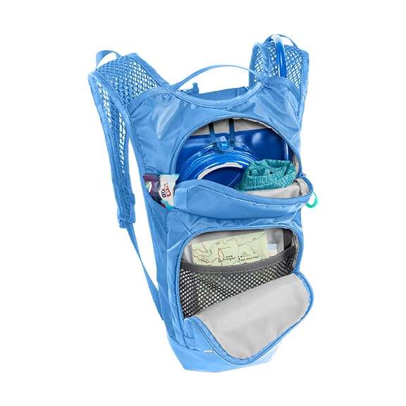 CamelBak Mini M.U.L.E. Kids Hydration Backpack, Lightweight Trail and Bike Pack with 50oz Reservoir - color: Blue/Palm