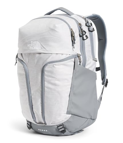 The North Face Women's Surge Commuter Laptop Backpack - Everyday Travel Bag, Laptop Sleeve, Water-Repellent, TNF White Metallic Mélange/Mid Grey-NPF, One Size - color: Tnf White Metallic Mélange/Mid Grey-npf