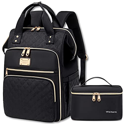 Weitars Lunch Backpack For Women,15.6 Inch Laptop Backpacks For Womens Back pack, Travel Backpacks,Work Backpack For Women (Black) - color: Black