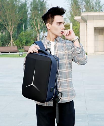 Hard Shell Business Backpack Travel Laptop backpack USB port backpack Daily laptop backpack Waterproof travel backpack (Blue) - color: Blue