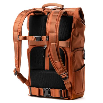 Think Tank FocusPoint 30L RollTop Camera Backpack - Urban Rust: Expandable Travel & Camera Backpack with Laptop Sleeve, Quick Side and Back Access, Rain Cover – Versatile Photography & Travel Bag - color: Urban Rust, size: 30 Liters