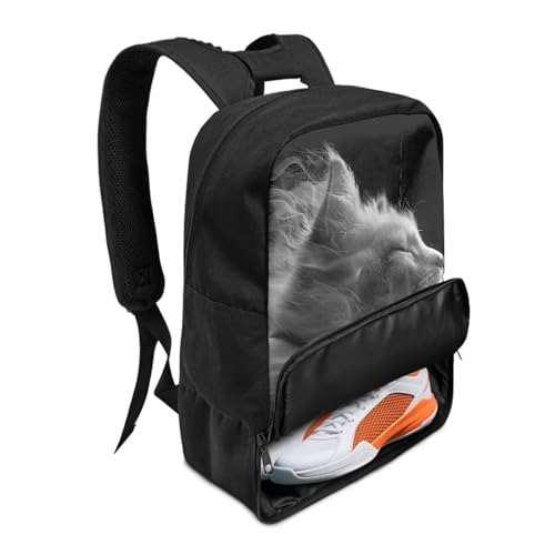 18.5in Basketball Backpack Basketball Bag with Shoe Compartment & Ball Holder, Waterproof Bag for Soccer Volleyball - color: Creative Realistic Kitten Print
