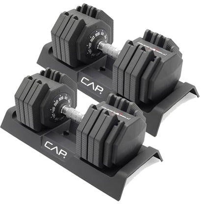 CAP ADJUSTABELL Adjustable Dumbbell Weights - Singles & Pairs | 12.5 lb, 25 lb & 55 lb | Multiple Handle Options - size: 55 lb - Chrome Handle, style: Pair