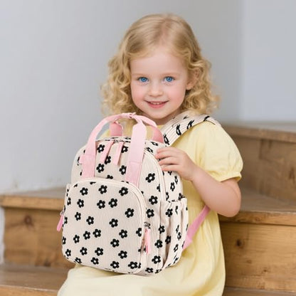Bluboon Toddler Backpack for Girls Boys 2-4 Cute 12" Preschool Kindergarten Backpacks Kids Daycare Bags School Travel (Black Flower-Beige, Age 2-4 (12" H not Fit A4 Folder)) - color: Black Flower-beige, size: Age 2-4 (12" H not Fit A4 Folder)