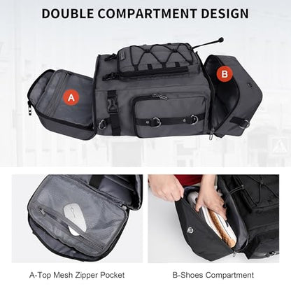 WITZMAN Travel Backpack for Men Women Carry on Bags for Airline Approved Convertible Duffle Luggage Backpack Shoe Compartment（B691 Silvery Grey） - color: Silvery Grey