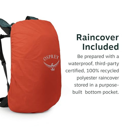 Osprey Hikelite LT 30L Hiking Backpack - Lightweight Travel Daypack with Rain Cover for Men and Women, Tundra Green - color: Tundra Green, style: 30l