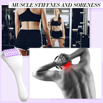 Tondiamo 2 Pcs Muscle Roller Gift Fascia Stick Cellulite Face Muscle Body Massage Roller Massage Tool for Relief Neck Arm Back Leg Body Deep Release(Purple,Silicone) - color: Purple, style: Silicone