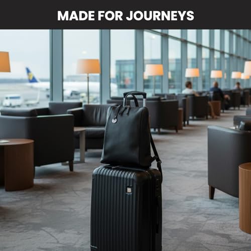 12.5 Inch Genuine Leather Backpack for Women and Men, Black Leather Backpack with Adjustable Shoulder Strap - color: Black