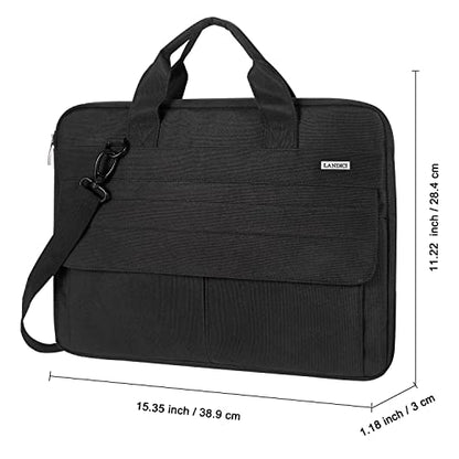 LANDICI Laptop Bag Carrying Case 15.6 Inch with Shoulder Strap, Slim Waterproof Computer Sleeve Cover Compatible with MacBook Pro 15/16, 15-16 Inch HP Acer Dell Lenovo ASUS Laptop, Black - color: Black, size: 14-15.6 Inch