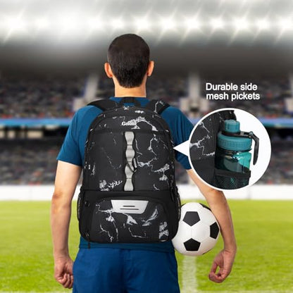 Goloni Youth Soccer Bag,Basketball Bag with Ball Compartment & Shoe Compartment,Backpack for Football Volleyball Basketball - color: Marble