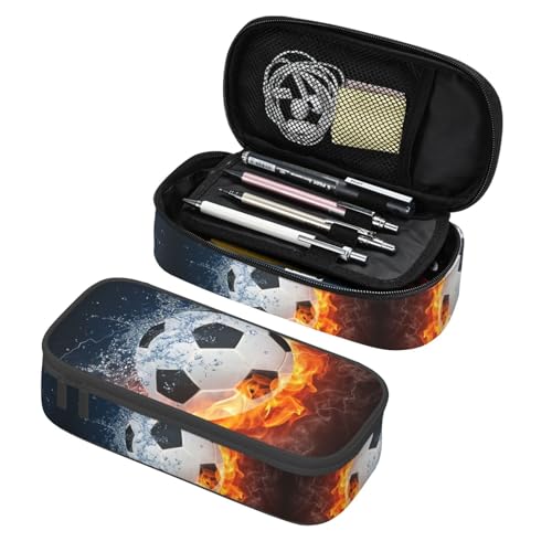 Soccer Ball Cool Sport Pencil Case Big Capacity Storage Pencil Pouch Stationery Bags With Zipper Portable Pen Holder Box Organizer For Boys Girls Teens Student College School Office Supplies - color: Soccer Ball Cool Sport