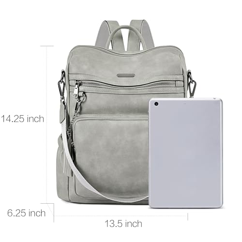CLUCI Backpack Purse for Women Large Womens Leather Travel Fashion Backpack Purse Designer Ladies Shoulder Bags with Tassel - color: Grey-01