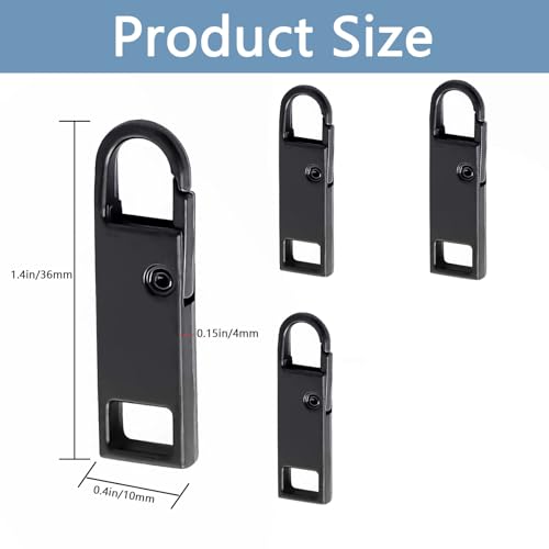 Deoward Zipper Pull Replacement Metal Zipper Handle Mend Fixer Tab Repair for Luggage, Backpacks, Suitcases, Jackets, Purses, Handbags (6 PCS) - style: Black Zipper Pulls Cord