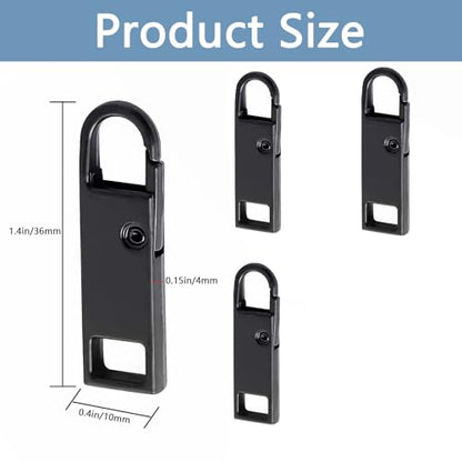 Deoward Zipper Pull Replacement Metal Zipper Handle Mend Fixer Tab Repair for Luggage, Backpacks, Suitcases, Jackets, Purses, Handbags (6 PCS) - style: Black Zipper Pulls Cord