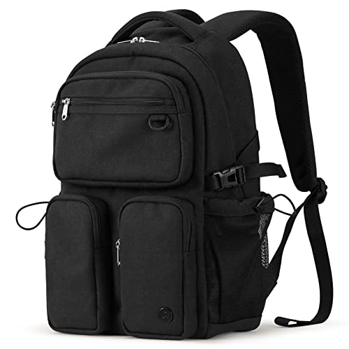 mixi Travel Laptop Backpack, Lightweight Durable School Bookbag Men Woman 15.6" Computer Bag, Water Resistant Outdoor Hiking Backpacks With Multifunction Pockets, Black - color: Black