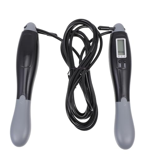 Smart Counting Jump Rope for Adults – Steel Wire Fitness Skipping Rope with Digital Counter, Black and Gray Long Length for Weight Loss Training and Exercise