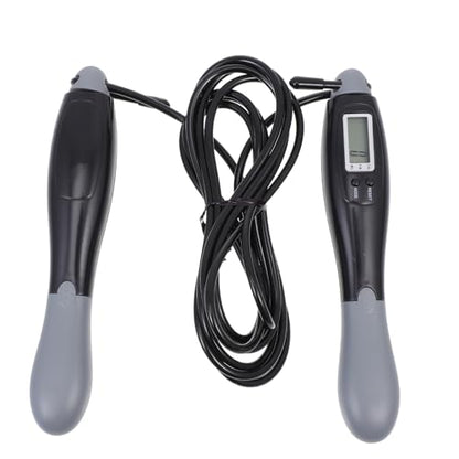 Smart Counting Jump Rope for Adults – Steel Wire Fitness Skipping Rope with Digital Counter, Black and Gray Long Length for Weight Loss Training and Exercise