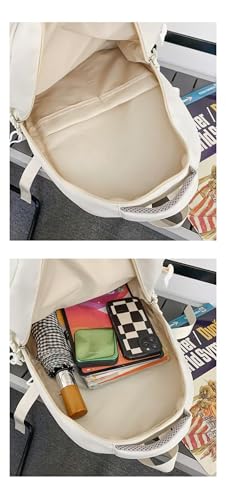 Student Backpack for Teen Girls Boys Preppy Elementary Middle School College Bookbags Cute Aesthetic Trendy Daypack (White) - color: White