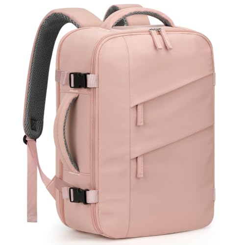 Capolo Travel Backpack for Women Men Flight Approved Laptop Backpack Waterproof Personal Item Backpack Overnight Weekender Travel Bag for Traveling, Business, Work Fits 15.6 '' Laptop(Pink,Small) - color: Pink, size: Small