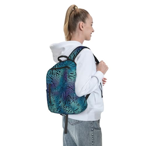 Blue zebra print Travel Backpack for Men & Women 14 inch Laptop Backpack Waterproof Work Back Pack - color: Blue Zebra Print