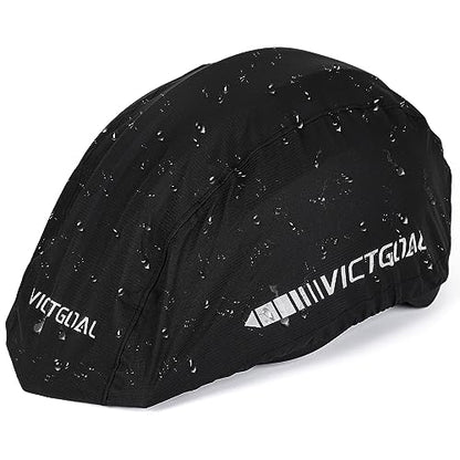 VICTGOAL Bike Helmet Cover with Reflective Stripes Waterproof Windproof Bicycle Helmets Rain Covers for Mountain Road Bike Cycling - color: Black