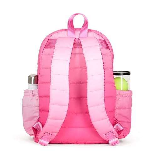 Ame & Lulu Kids Big Love Tennis Backpack - color: Hot Pink Ombre Puffer