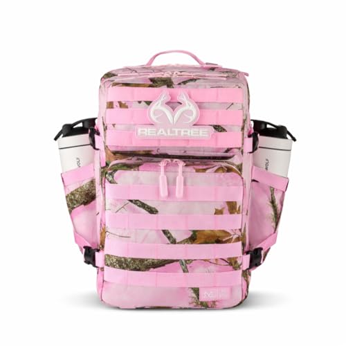 WOLFpak 35L Athletic Gym Backpack (Realtree APX Flushing Pink) - Durable 1000D Waterproof Oxford Material with MOLLE Webbing, Laptop Pocket & Dual Cup Holders, Durable Fitness/Travel/Military Daypack - color: Realtree Apx Flushing Pink
