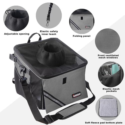 Pet Carrier Bicycle Basket Bag Pet Carrier/Booster Backpack for Dogs and Cats with Big Side Pockets,Comfy & Padded Shoulder Strap,Travel with Your Pet Safety（Titanium） - color: Titanium