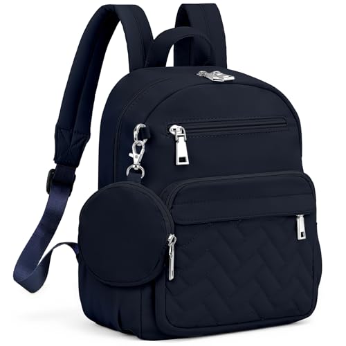 SYTRAH Anti-Theft Backpack for Women, Waterproof Puffer Travel Backpack with Locking Zippers & Coin Purse, Compact Quilted Daypack for Work, Commuting & Airport, Stylish & Lightweight Dark Blue - color: Dark Blue