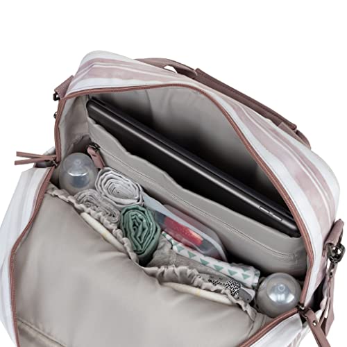 JuJuBe Nature Babe Diaper Bag Backpack with Portable Baby Changing Pad, Sustainable Multi-Function Bag for Bottles, Diapers, Made with 24 Recycled Plastic Bottles, Watercolor Stripe, Mother's Day Gift