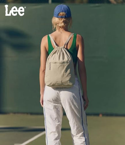 Montana West Lee Drawstring Backpack Bag Lightweight Small Gym Swim Beach Bag Water Resistant Sports Sackpack for Men Women, LEE48-002TN - color: Tan