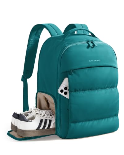 BAGSMART 30L Travel Backpack for Women, Teal | Fits15.6-Inch laptop, Shoe Compartment, Lightweight Material, Water-Resistant - color: Teal