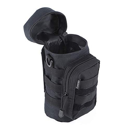 Molle Water Bottle Holder, Tactical Water Bottle Pouches for Backpack with D-Ring Hook - color: Black