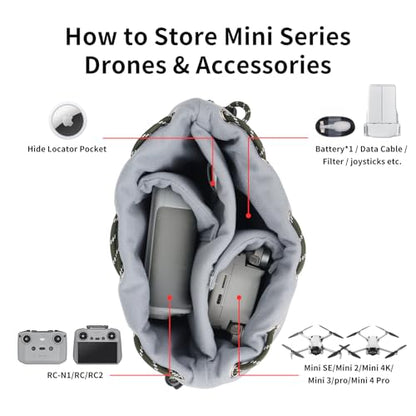 CQT Drawstring Osmo 360 Mini 3 4 Pro Bag, Drone PU Leather Crossbody shoulder Bag Pouch Handbag Waterproof Storage Bag for DJI Mavic MINI 4 3 PRO 2 SE 4K and NEO 2 Drone Accessories (Olive Green) - color: Olive Green