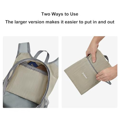 G4Free 15L Hiking Daypack Lightweight Travel Backpack Packable Outdoor Casual Foldable Shoulder Bag (Beige) - color: Beige