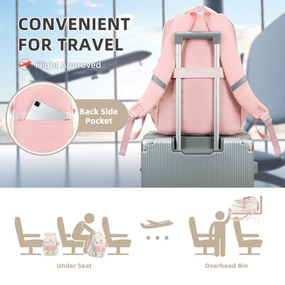 School Backpack for Teen Girls College Backpacks for Women Students Bookbag Large 15.6 Inch Laptop Bags Kids Kindergarten Elementary Middle School Bag Anti Theft Daypack Travel Back Pack Pink - color: Pink