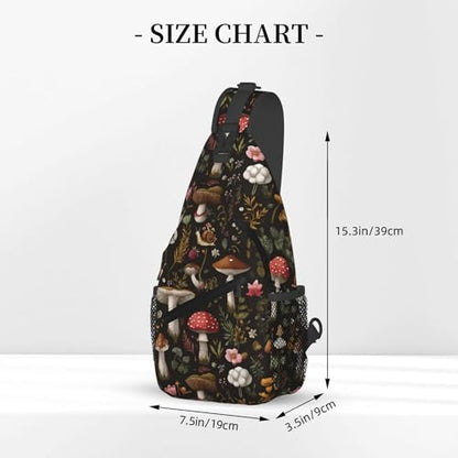 Sling Backpack Unisex Crossbody Chest Bag Shoulder Chest Bag For Women Men Hiking Travel - color: Mushroom Snail Berry