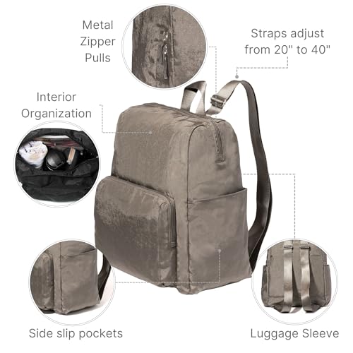 Baggallini Women's Carryall Packable Backpack, Sterling Shimmer - color: Sterling Shimmer